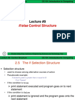 If/else Control Structure: Lecture #9