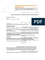 Nota de Justificación de Inasistencia Por Razón de Fuerza Mayor