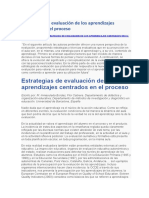 Estrategias de Evaluación de Los Aprendizajes Centrados en El Proceso