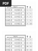 Tablas de Multiplicar para Recortar