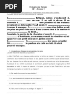 Evaluation de FRANCAIS Ce1 Periode1