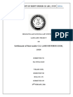 Settlement of Rent Under CG LRC, 1959: Hidayatullah National Law University Land Laws Project ON