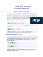 Expressing Need With Personal Infinitive Verbs in Hungarian