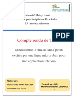 Compte Rendu de TP 1:: Modélisation D'une Antenne Patch Excitée Par Une Ligne Microruban Pour Une Application Télécom