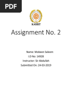 Assignment No. 2: Name: Mobeen Saleem I.D No: 14928 Instructor: Sir Abdullah Submitted On: 24-03-2019