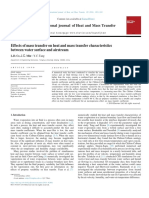 Effects of Mass Transfer On Heat and Mass Transfer Characteristics Between Water Surface and Airstream