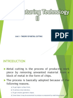 Unit I - Theory of Metal Cutting