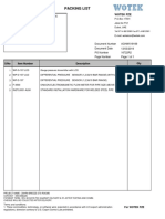 Packing List: Item Number Description Qty S/No