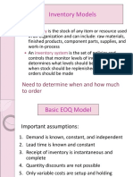 Inventory Models: Need To Determine When and How Much To Order