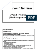 Travel and Tourism: 3 and 4 Unites (Final Assignment)