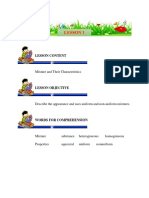 Lesson Content: Mixture and Their Characteristics