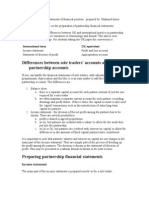 Income Statement and Statement of Financial Position Prepared by