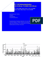 EART 118 Seismotectonics: MWF D250 9:30-10:40 Am TH D250 2:00-4:00 PM