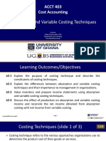 ACCT 403 Cost Accounting: Absorption and Variable Costing Techniques