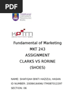 Fundamental of Marketing MKT 243 Assignment Clarks Vs Rorine (Shoes)