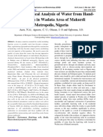 Physico-Chemical Analysis of Water From Hand-Dug Wells in Wadata Area of Makurdi Metropolis, Nigeria