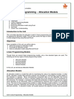 Unit 19 - Linear Programming - Allocation Models