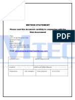 Method Statement: Please Read This Document Carefully in Conjunction With The Risk Assessment