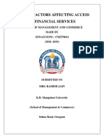 Various Factors Affecting Access To Financial Services