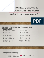 Factoring Quadratic Trinomial in The Form 1