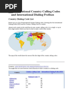 International Country Calling Codes and International Dialing Prefixes