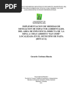 Implementacion de Medidas de Mitigacion de Impactos Ambientales, Del Area de Influencia Directa de La Mina A Cielo Abierto "San José" Localizada en El Municipio de Paipa (Boyacá) PDF