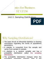 Statistics For Business STAT130: Unit 3: Sampling Distributions