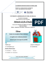 Etude de Concéption D'une Cintreuse À 3 Galets Avec Rouleaux Présseur Manuel Pour Tous Type de Profiles