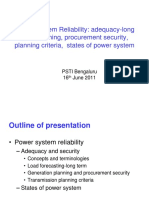 Power System Reliability: Adequacy-Long Term Planning, Procurement Security, Planning Criteria, States of Power System