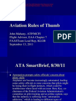 Aviation Rules of Thumb: John Mahany, Atp/Mcfi Flight Advisor, Eaa Chapter 7 Faasteam Lead Rep, KLGB September 13, 2011