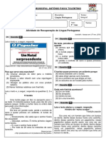 Recuperação de Língua Portugues 2017 5 Ano