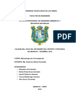 Calidad Del Agua Del Río Mariño Del Distrito y Provincia de Abancay - Apurímac, 2018 - Casifinal