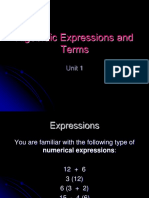 Algebraic Expressions and Terms