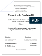 Analyse de La Réponse Statique Et Dynamique Du Pont À Hauban Oued Dib MILA PDF