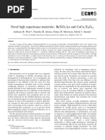 Novel High Capacitance Materials:-Batio:La and Cacu Ti O