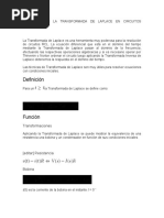 Aplicación de La Transformada de Laplace en Circuitos Electricos