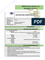 RPMS Tool For Teacher I-III (Proficient Teacher) : Position and Competency Profile