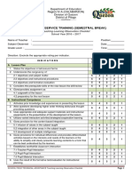 District In-Service Training (Semestral Break) : Teaching-Learning Observation Checklist