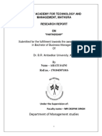 Rajiv Academy For Technology and Management, Mathura Research Report ON "Partnership"