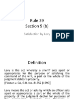 Rule 39 Section 9 (B) : Satisfaction by Levy