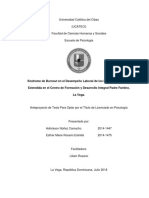 Síndrome de Burnout en El Desempeño Laboral de Los Docentes de Tanda Extendida en El Centro de Formación y Desarrollo Integral Padre Fantino, La Vega