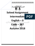 Solved Assignment Intermediate English - II Code - 387 Autumn 2018