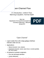 Open-Channel Flow: (1) Introduction, Uniform Flow, Manning's Equation, Normal Depth