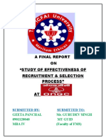 Effectiveness of Recruitment and Selection at Ongc