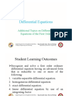 Differential Equations - Additional Topics First Order ODE