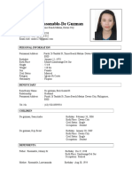 Cindy Gay Rasonable-De Guzman: Personal Information