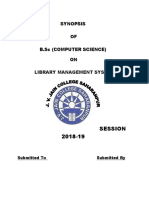 SYNOPSIS For Library Management System