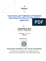 Generation and Validation of Standard Operating Procedure For Dissolution Apparatus