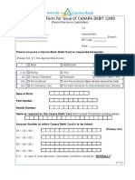 Application Form For Issue of Canara Debit Card 27072017