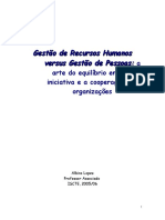 Gestão de Recursos Humanos Versus Gestão de Pessoas